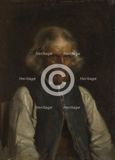 Portrait of a Farmer from Voss, 1855. Creator: Adolph Tidemand.
