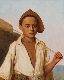 Portrait of a fisherman boy from Capri, c.1844. Creator: Christen Kobke