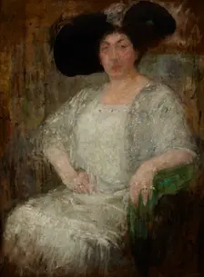 Portrait of a French Lady-Writer Gabrielle Réval, 1912. Creator: Olga Boznanska