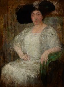 Portrait of a French Lady-Writer Gabrielle Réval, 1912. Creator: Olga Boznanska