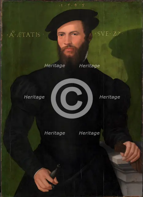 Portrait of a Gentleman aged 27, 1545. Creators: Master of the 1540s, Georg Pencz.