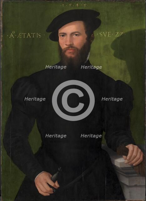 Portrait of a Gentleman aged 27, 1545. Creators: Master of the 1540s, Georg Pencz.