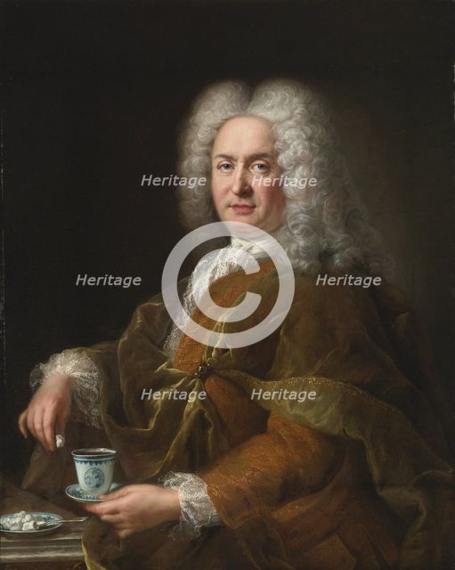 Portrait of a gentleman holding a cup of chocolate. Artist: Belle, Alexis Simon (1674-1734)