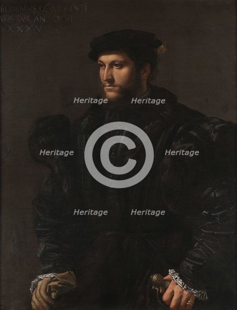 Portrait of a Gentleman in Black (Girolamo de Vincenti?), 1535. Creator: Girolamo da Carpi (Girolamo Sellari) (1501-1556).