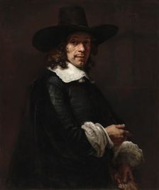 Portrait of a Gentleman with a Tall Hat and Gloves, c. 1656/1658. Creator: Rembrandt Harmensz van Rijn