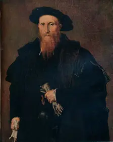 Portrait of a gentleman with gloves, 1543, (1930). Creator: Lorenzo Lotto
