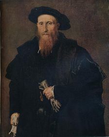 Portrait of a gentleman with gloves, 1543, (1930). Creator: Lorenzo Lotto