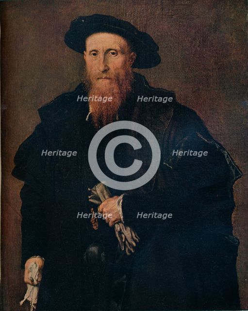 Portrait of a gentleman with gloves, 1543, (1930).  Creator: Lorenzo Lotto.