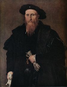 Portrait of a gentleman with gloves c1543. Artist: Lorenzo Lotto