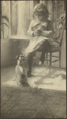 Portrait of a Girl and a Dog, about 1894-1914. Creator: Robert Demachy