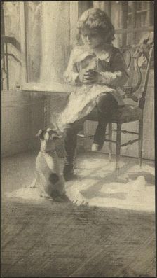 Portrait of a Girl and a Dog, about 1894-1914. Creator: Robert Demachy