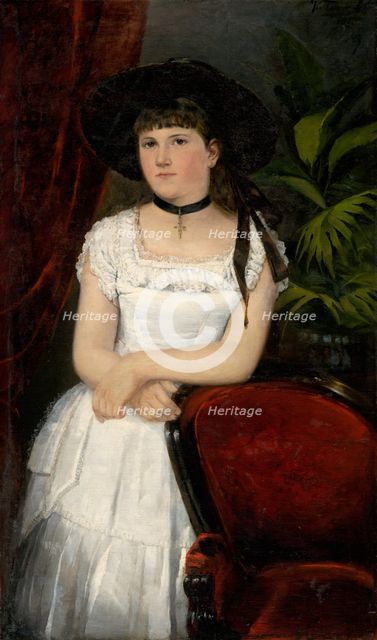 Portrait of a girl in a white dress, 1895. Creator: Ludovít Kubányi.