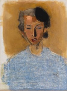 Portrait of a Girl in Blue and Brown (Inez), 1944. Creator: Helene Schjerfbeck