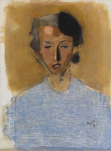 Portrait of a Girl in Blue and Brown (Inez), 1944. Creator: Helene Schjerfbeck