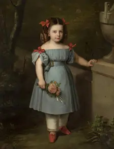 Portrait of a Girl in Blue with Roses in Her Hand, 1834. Creator: Antonio María Esquivel
