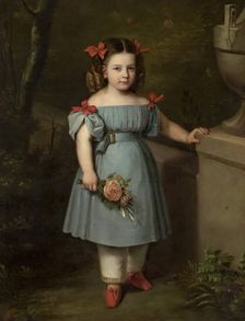 Portrait of a Girl in Blue with Roses in Her Hand, 1834. Creator: Antonio María Esquivel