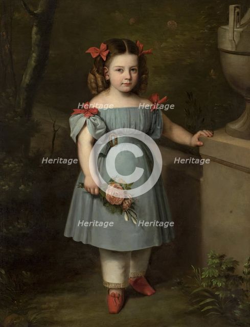 Portrait of a Girl in Blue with Roses in Her Hand, 1834. Creator: Antonio María Esquivel.
