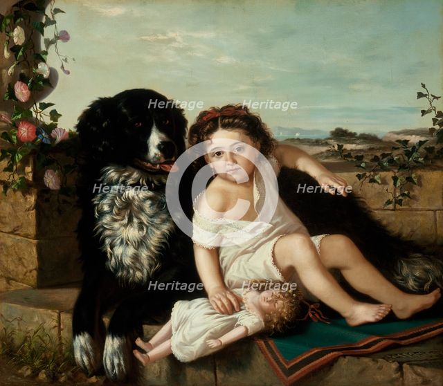 Portrait of a Girl wth Dog, 1879. Creator: Ernest-Étienne Narjot de Francheville.