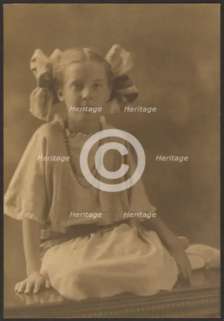Portrait of a Girl with Big Bows, 1907-1943. Creator: Louis Fleckenstein.