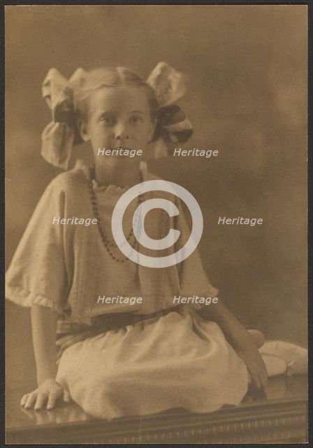 Portrait of a Girl with Big Bows, 1907-1943. Creator: Louis Fleckenstein.