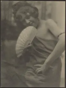 Portrait of a Girl with Fan, 1907-1943. Creator: Louis Fleckenstein