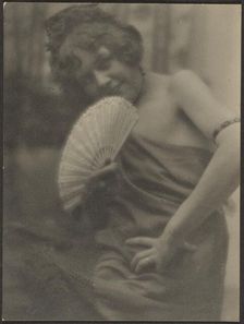 Portrait of a Girl with Fan, 1907-1943. Creator: Louis Fleckenstein