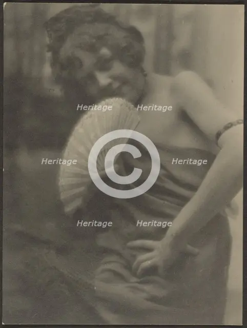 Portrait of a Girl with Fan, 1907-1943. Creator: Louis Fleckenstein.