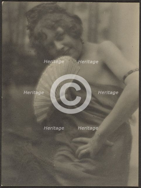 Portrait of a Girl with Fan, 1907-1943. Creator: Louis Fleckenstein.