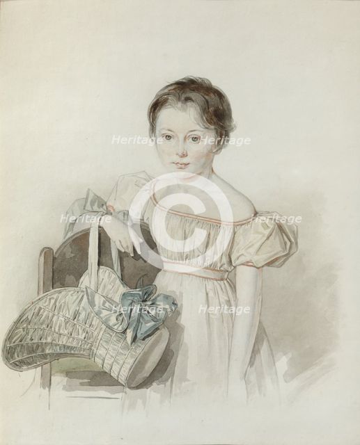 Portrait of a Girl With Hat In Her Hand.