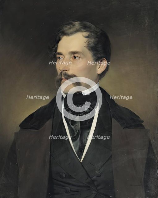 Portrait of a gray-haired gentleman with a mustache, 1849. Creator: Franz Eybl.