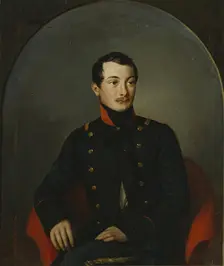Portrait of a Hussar Guards Officer, 1839. Creator: Pyotr Zabolotsky