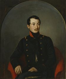 Portrait of a Hussar Guards Officer, 1839. Creator: Pyotr Zabolotsky