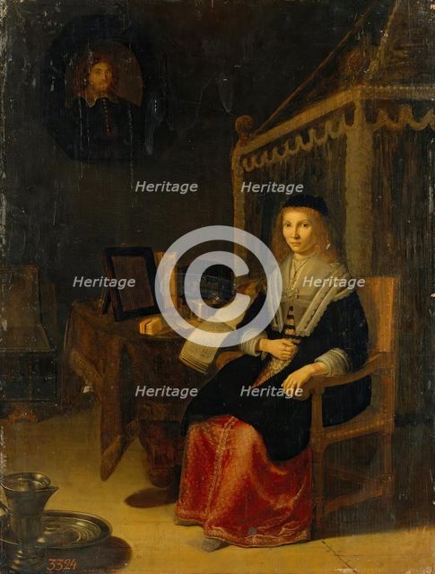 Portrait of a Lady at the Table with Music, 1650. Creator: Eglon Hendrik van der Neer.