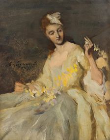 Portrait of a lady in a ball gown, 1899. Creator: Eugene Carriere