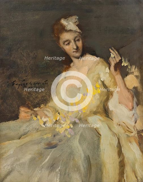 Portrait of a lady in a ball gown, 1899. Creator: Eugene Carriere.