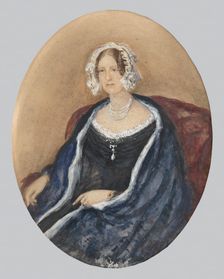 Portrait of a Lady in a White Bonnet and a Cape, around 1850. Creator: Unknown