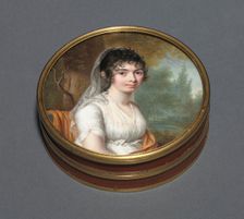 Portrait of a Lady in a White Dress Seated in a Landscape, 1803. Creator: Pierre Louis Bouvier (Swiss, 1765-1836)