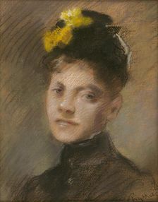 Portrait of a lady in black, 1870-1890. Creator: Bruno Piglhein