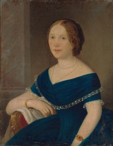 Portrait of a Lady in Blue, 1850-1860. Creator: Unknown
