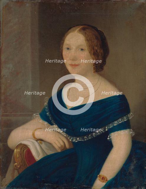 Portrait of a Lady in Blue, 1850-1860. Creator: Unknown.