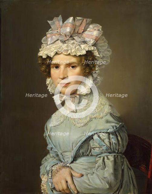 Portrait of a Lady in Blue Dress, 1824. Creator: Christian Albrecht Jensen.