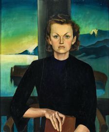 Portrait of a Lady in Front of a Lake Landscape, c1930. Creator: Reyl-Hanisch, Herbert von (1898-1937)