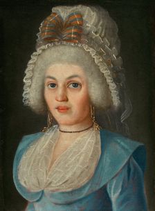 Portrait of a Lady in Lace Bonnet, around 1790. Creator: Unknown
