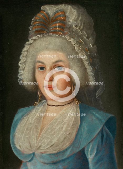 Portrait of a Lady in Lace Bonnet, around 1790. Creator: Unknown.