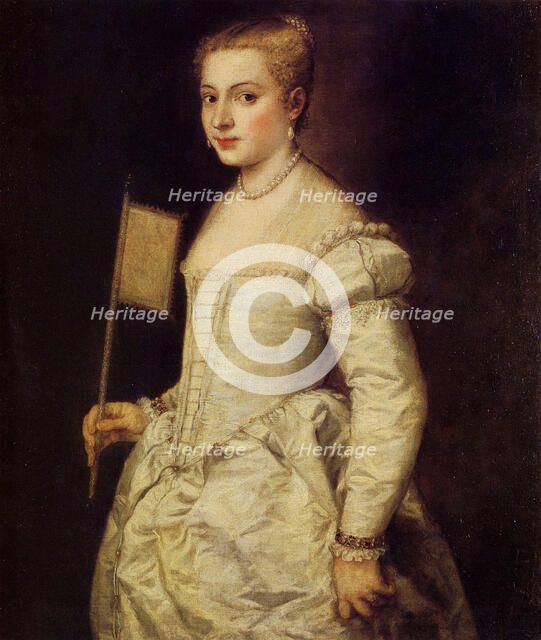 Portrait of a Lady in White, ca 1561. Creator: Titian (1488-1576).