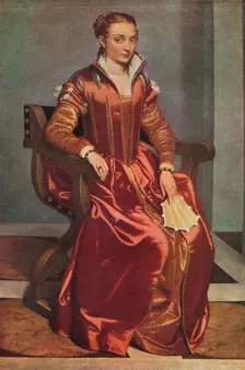 Portrait of a Lady ('La Dama in Rosso') c1556-60. Artist: Giovanni Battista Moroni