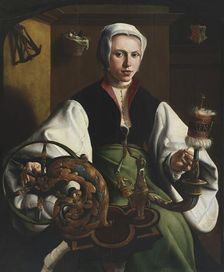 Portrait of a Lady spinning, 1531. Creator: Maerten van Heemskerck