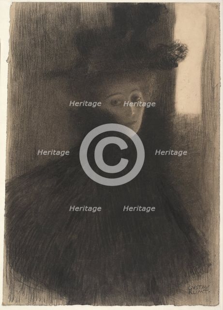 Portrait of a Lady with Cape and Hat, 1897-1898. Artist: Klimt, Gustav (1862-1918)