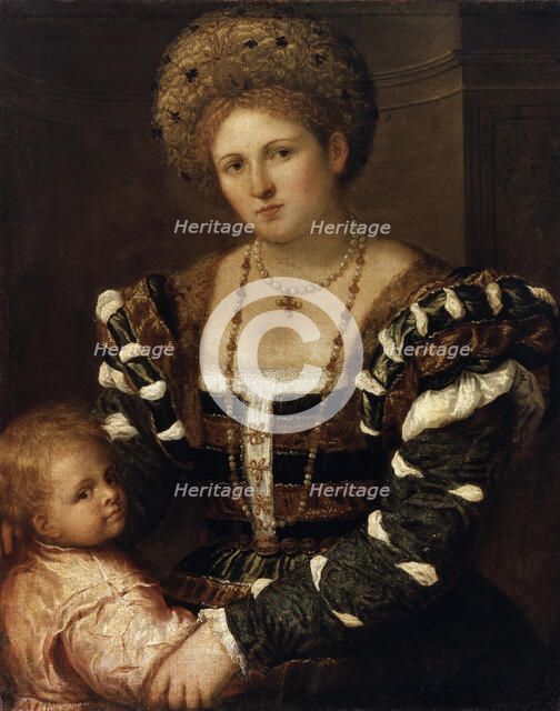 'Portrait of a Lady with a Boy', 1530s. Artist: Paris Bordone