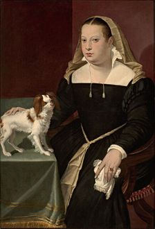 Portrait of a Lady with a Dog, 1565-1569. Creator: Passerotti (Passarotti); Bartolomeo (1529-1592)